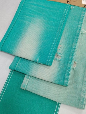 خرید Fancy APPLE GREEN Color Left Twill Style 10.6oz Denim Fabric With 10*7 Construction  JSD3023FG For Jeans online manufacture