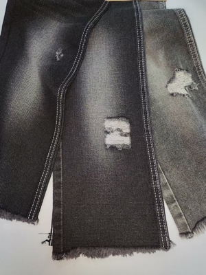 پارچه ژنیم پلی استر پنبه ای غیر انعطاف پذیر 68٪ پنبه سبک TWILL سیاه / سیاه JSD3268 برای پسران یا جین زنانه